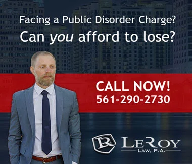 What constitutes public disorder in west palm beach, florida? 2 Josh LeRoy is a seasoned Disorderly Conduct experienced with public disorder charges.